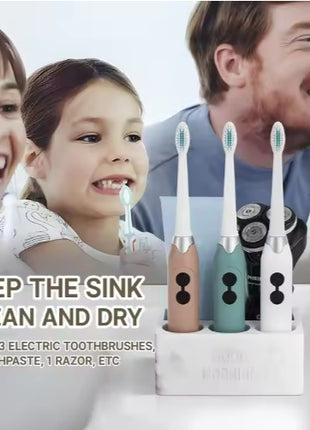 Toothpaste Holder Bathroom Counter Organizer for Electric Toothbrushes – Modern Standing Storage