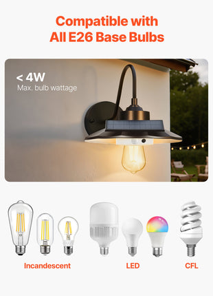 Likeshoppe Solar Outdoor Barn Light – Farmhouse Waterproof Wall Lantern with Smart Sensor & E26 Bulb Base