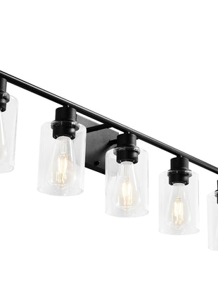 Likeshoppe 60W 5 Light Bathroom Vanity Light with Glass Shades – E26 Modern Fixture for Mirror Lighting (Up/Down Installation)