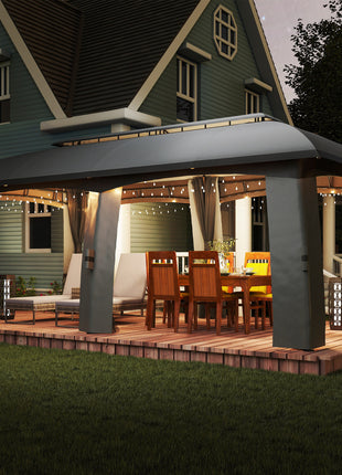 10' x 20' Outdoor Patio Gazebo with Netting – Large Garden Canopy Shelter with Vented Roof