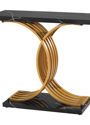 Likeshoppe Narrow Console Table with Gold Metal Frame – 39" Modern Entryway Sofa Table for Hallway &amp; Living Room