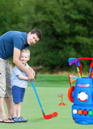Toddler Golf Set With 4 Balls 4 Clubs 2 Holes 2 FlagsLikeshoppe Golf Cart Indoor Outdoor Golf Game Gift For 3-5 Years Old Kids For Spring Outdoor Activities