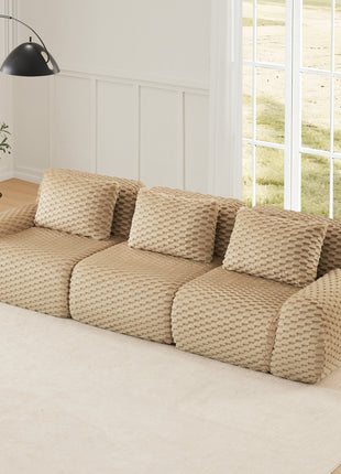 114" Modern Modular Sectional Sofa – Deep Seat Flannelette Couch