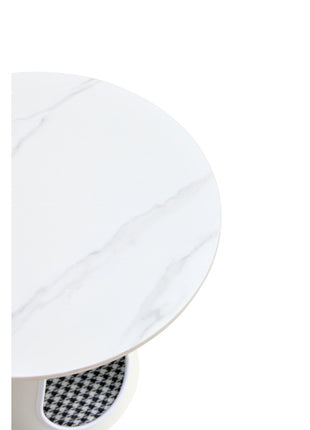 2-Piece Round Coffee Table Set with Cat Beds – Marble Top Modern Pet Friendly Living Room Tables