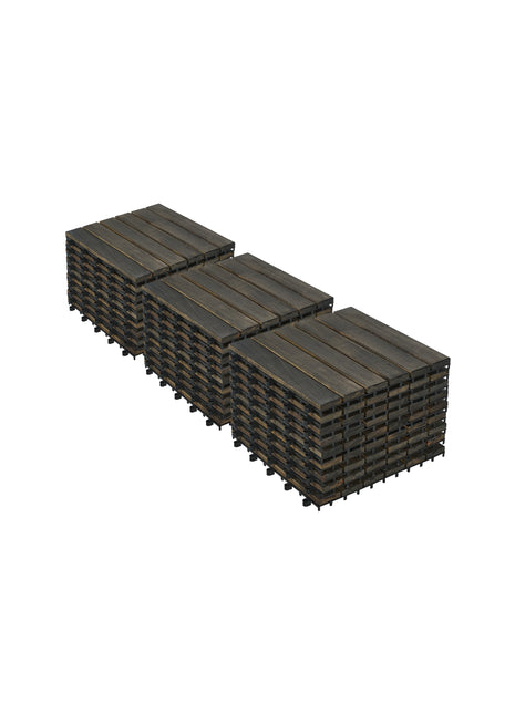 30 PCS Acacia Wood Interlocking Deck Tiles – 12" × 12" Outdoor Patio Flooring for Balcony, Garden & Poolside