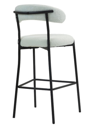 Teddy Fabric Likeshoppe Counter Height Bar Stool – Modern Kitchen Island Bar Chair with Black Metal Base & Footrest