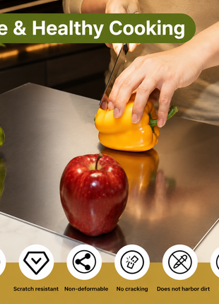 LIKESHOPPE 304 Stainless Steel Cutting Board with Lip – Double-Sided Kitchen Chopping Board for Meat, Vegetables, Dough & Baking
