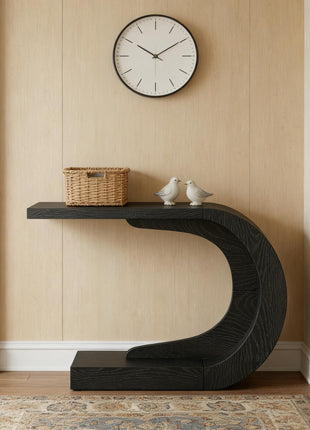 Modern Wave Console Table – C-Shape Entryway Sofa Table with Decorative Curved Design