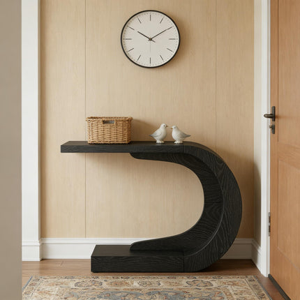 Modern Wave Console Table – C-Shape Entryway Sofa Table with Decorative Curved Design
