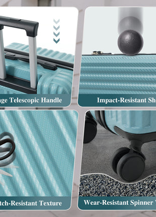 3 Piece ABS Luggage Set with TSA Lock & Spinner Wheels – Ice Blue