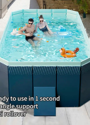 1.8M PVC Folding Pool Non-Inflatable – Outdoor Backyard Swimming Pool for Kids & Family