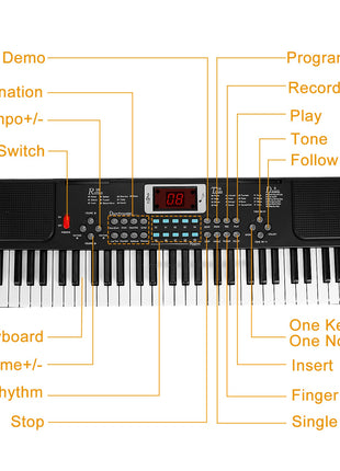 61-Key Kids Digital Piano Keyboard with Stand & Microphone – Beginner Music Learning Keyboard