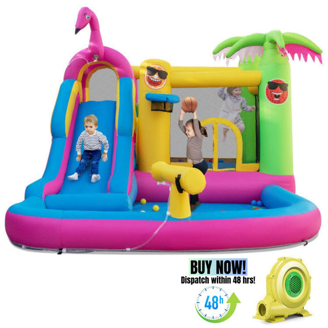 BC15- Inflatable Bounce Castle with Long Water Slide and 735W Blower - Likeshoppe 
