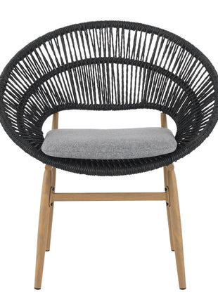 Likeshoppe Outdoor Wicker Papasan Dining Chairs Set of 2 with Cushions – Modern Patio Chairs with Teak Legs for Garden, Balcony & Outdoor Dining