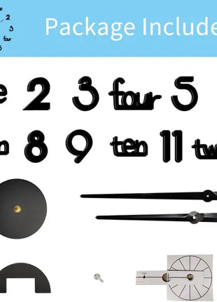 Large Modern Art Deco Wall Clock – Silent Black Acrylic Decorative Wall Clock for Living Room, Bedroom & Office