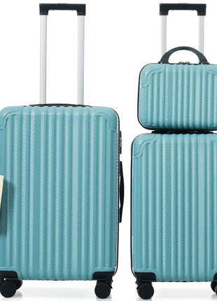 3 Piece ABS Luggage Set with TSA Lock & Spinner Wheels – Ice Blue