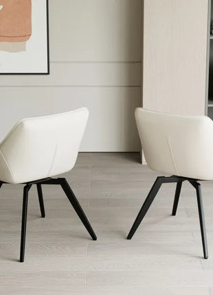 Likeshoppe Set Of 2 Dining Chairs, Medieval Modern Kitchen Dining Chair, PU Decorative Chairs With Black Metal Legs, Suitable For Home&kitchen White