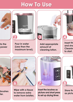 4-In-1 Electric Makeup Brush Cleaner with UV Disinfection & Automatic Drying Machine