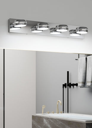 28 Inch LED Vanity Light Chrome – Modern 4 Light Bathroom Fixture for Mirror, Dimmable LED Bath Light Bar (18W)