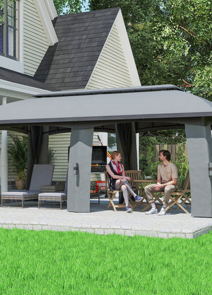 10' x 20' Outdoor Patio Gazebo with Netting – Large Garden Canopy Shelter with Vented Roof