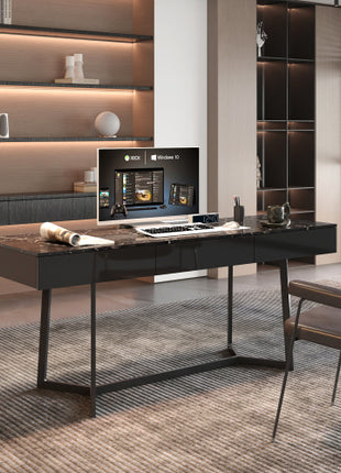 Likeshoppe Modern Black 70.87  Computer Desk, Study & Work Desk  Y-Shaped Metal Legs