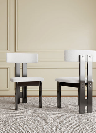 Modern White Velvet Dining Chairs Set of 2 – Upholstered Kitchen Chairs with Solid Wood Frame