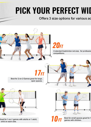 Likeshoppe 14 FT Portable Badminton Net Set – Adjustable Multi-Sport Net for Backyard Tennis, Volleyball &amp; Badminton