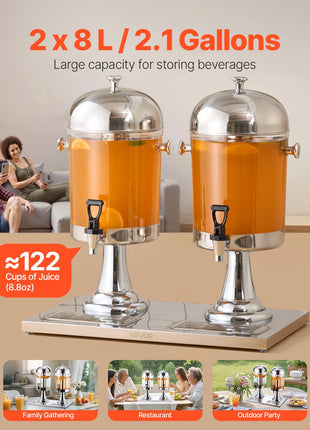 Dual Beverage Drink Dispenser 4.2 Gallon – Party Juice Dispenser with Spigot & Ice Chamber