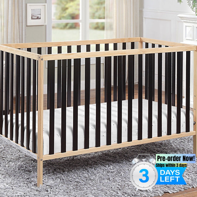 AO7- Deux Remi 3-in-1 Convertible Island Crib Natural/Black - Likeshoppe 