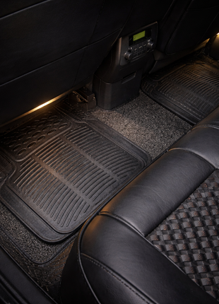 Universal Anti-Slip PVC Car Floor Mats Set (4-Piece Trim-to-Fit Protection)