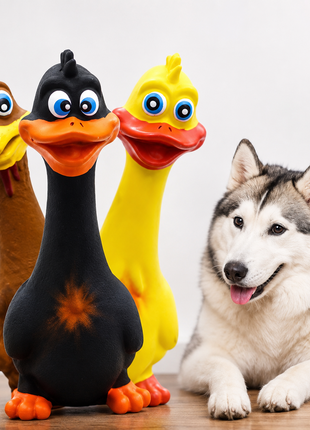 3PCS Screaming Chicken Dog Toys – Latex Squeaky Interactive Chew Toys for Dogs