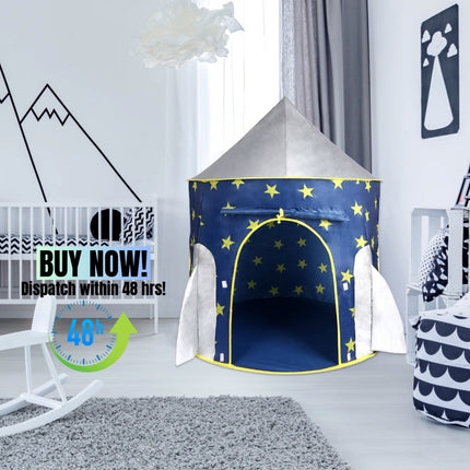 BE6- Kids Tent Rocket Spaceship, Kids Play Tent, Unicorn Tent for Boys & Girls, Kids Playhouse, Pop up Tents Foldable, Toddler Tent, Gift for Kids, Indoor & Outdoor, Blue, Space Theme - Likeshoppe 