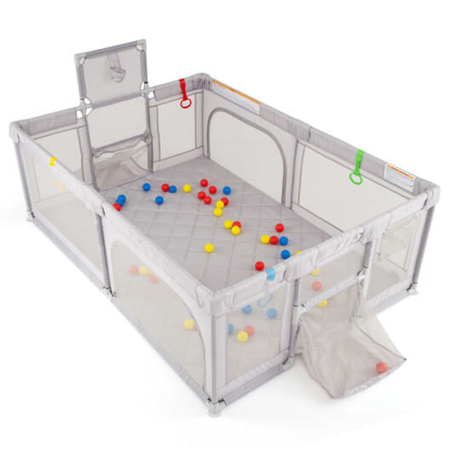 Large Baby Playpen with Mat and Ocean Balls-Dark gray-0