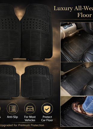 Universal Anti-Slip PVC Car Floor Mats Set (4-Piece Trim-to-Fit Protection)