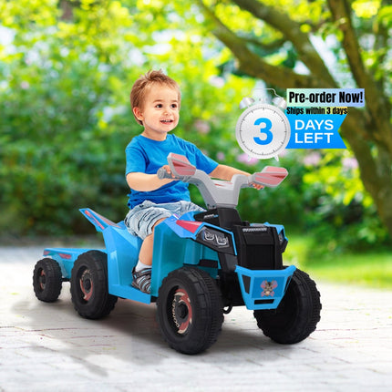 BH9- Children's Beach Car - with Trailer - Blue - Likeshoppe 