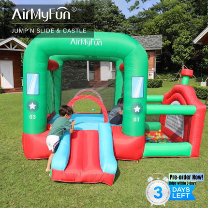 BC2- AirMyFun Bounce House for Kids 3-12 Inflatable Slide Jumping Bounce Castle Blow Up Toddler Bouncy House for Kids Outdoor with Slide and Blower Use for Indoor - Likeshoppe 
