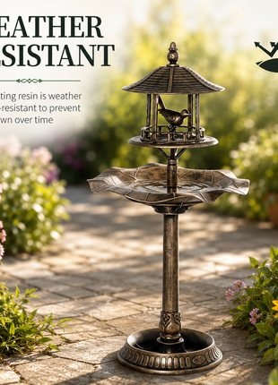 LIKESHOPPE 3-in-1 Garden Bird Bath Bowl Pedestal – Bird Bath, Bird Feeder & Flower Planter, Antique Bronze
