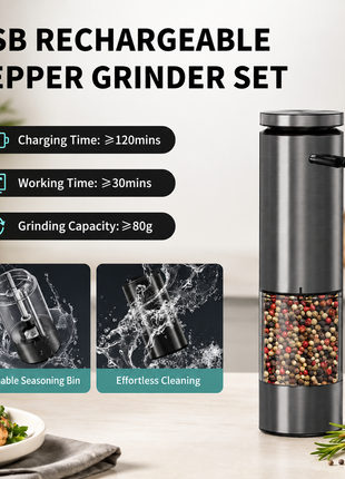 LIKESHOPPE Automatic Electric Salt & Pepper Grinder Set – Battery-Powered Adjustable Spice Mills (2-Pack)