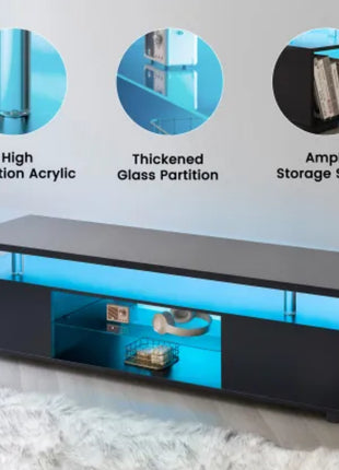 LED Gaming TV Stand for 70 Inch TV – Modern Entertainment Center with Storage Cabinet