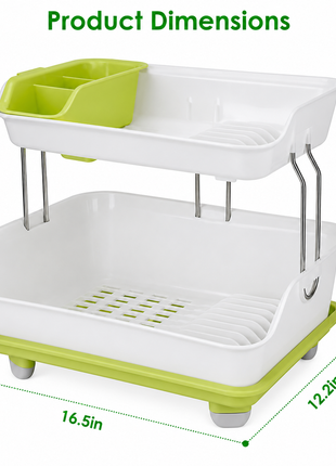 Double Layer Dish Rack – Kitchen Countertop Dish Drying Organizer