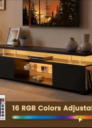 LED Gaming TV Stand for 70 Inch TV – Modern Entertainment Center with Storage Cabinet