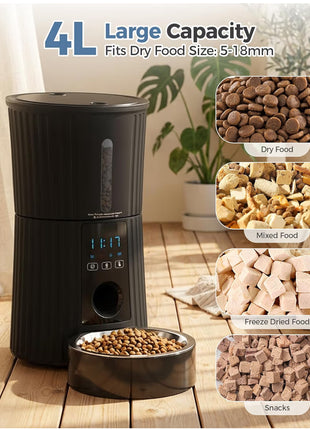 Smart WiFi Pet Feeder 4L – Automatic Cat & Dog Food Dispenser with App Control