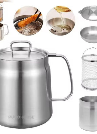2L Stainless Steel Oil Filter Pot with Mesh
