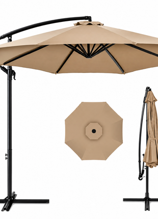 Cantilever Patio Umbrella with Base – Solar LED & Standard Options