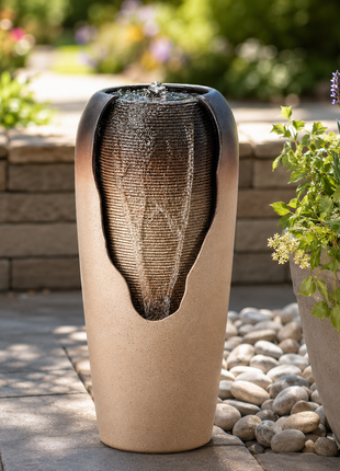 LIKESHOPPE 30.7" Outdoor Glazed Jar Water Fountain – Antique Resin Garden Water Feature with Pump