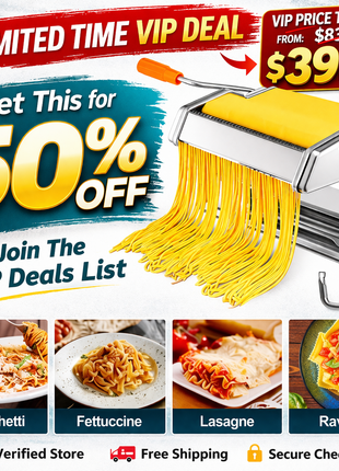 Likeshoppe Choice Stainless Steel Manual Pasta Maker – Adjustable Noodle Machine for Spaghetti &amp; Fettuccine
