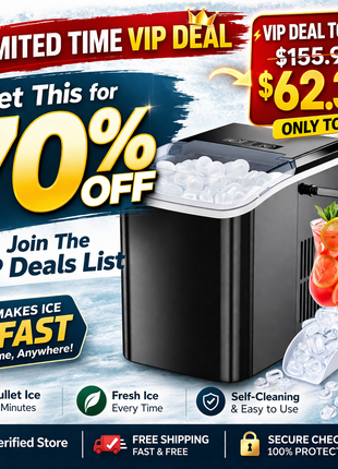 Likeshoppe Portable Countertop Ice Maker – 9 Minute Bullet Ice Machine with Self-Cleaning Function