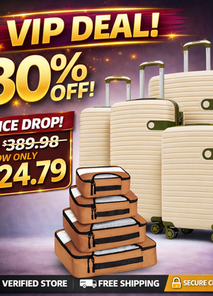 4 Piece ABS Expandable Luggage Set with TSA Lock & Packing Cubes