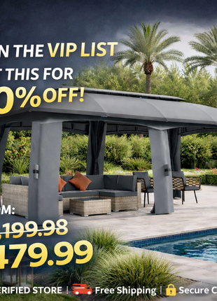 10' x 20' Outdoor Patio Gazebo with Netting – Large Garden Canopy Shelter with Vented Roof