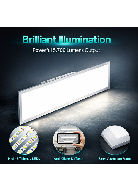 1×4 FT LED Flat Panel Light 5700LM – Dimmable Flush Mount Ceiling Light (2 Pack)